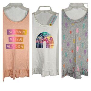 Lot of 3 Cat and Jack White Peach Gray Peplum Tank Top Girls L 10 12 PLUS NEW